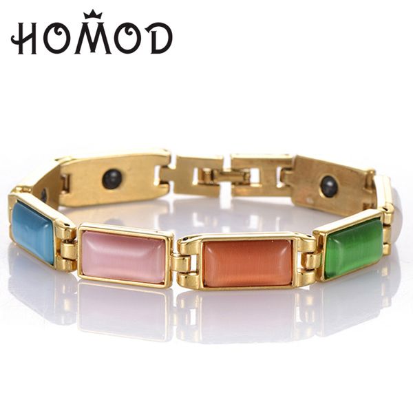 

homod opal health care bracelet magnetic health care radiation female bracelet jewelry, Golden;silver