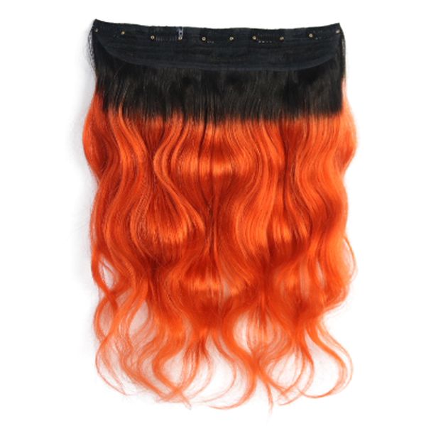 Venda quente Atacado 1B / orange Body Wave One Piece Clipe Em Extensões Do Cabelo Humano 5 Clipes Com Cabelo Humano Remy Do Laço