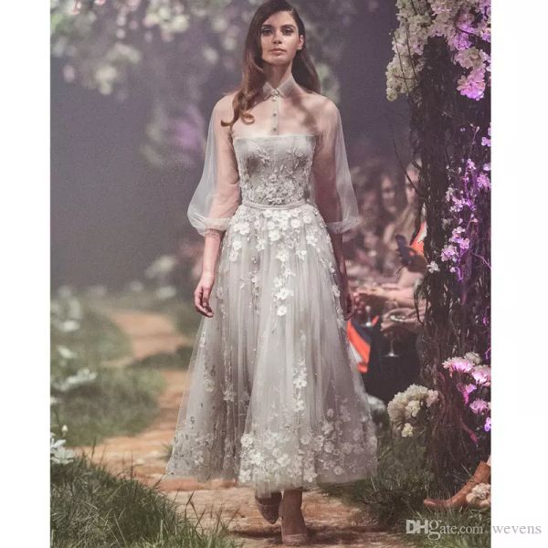 

2019 paolo sebastian sequined prom dresses with long sleeves sheer high neck party gowns ankle length vestidos de fiesta tulle evening dress, Black