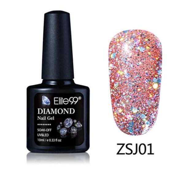 

nail gel elite99 10ml diamond glitter led uv manicure shiny sequins soak off polish vernis semi permanent gellak, Red;pink