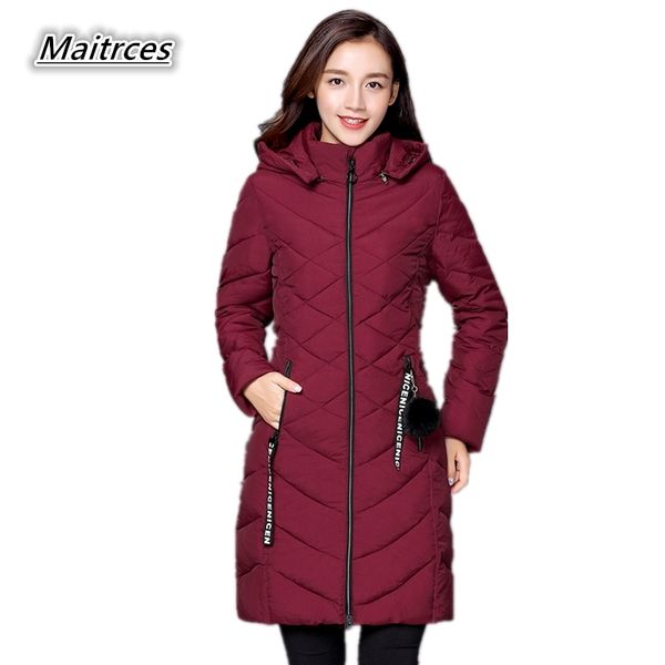 

2018 winter jacket women thick down cotton parkas ladies large size loose warm jacket fashion female hooded coats mf010, Black