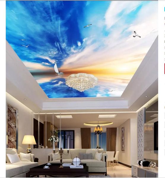 

custom 3d p ceiling wallpaper beautiful seascape sailing bird zenith mural ceiling interior decor living room ceiling lobby mural wall
