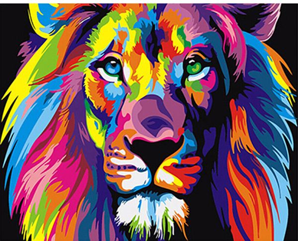 

1 panel hand painted painting modern lion animals diy painting by numbers kits oil canvas unique gift home decor wall artwork