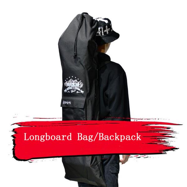 

longboard backpack 128x37cm double rocker skateboard bag black dance board bag shouler drawstring