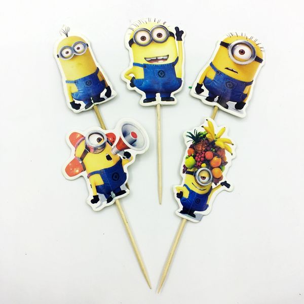 2019 Cartoon Monocular Eyes Minions Cupcake Toppers Pick Despicable Dad Family Baby Shower Kids Birthday Party Cake Decoration From Zhanhuahome