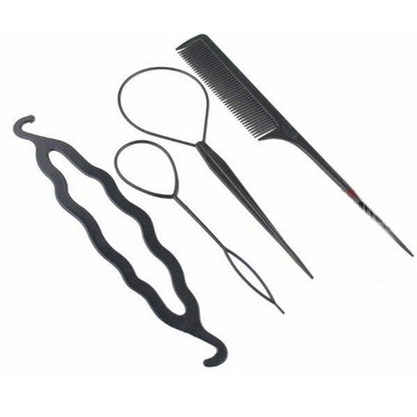 

1set diy hair twist bun making comb ponytail bun maker styling clip braid accessories tools sets gift for women, Brown