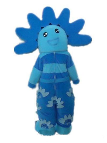 2018 Hochwertiges Hot the Head, ein blaues Sonnenblumen-Maskottchenkostüm für Kinder