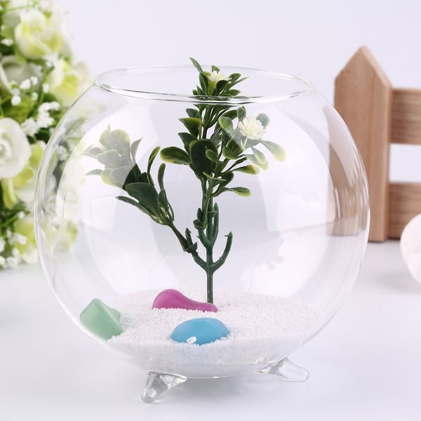 

fashion tripod support round shape glass fish tank fishbowl plant flower landscape vase container transparent hydroponic vase