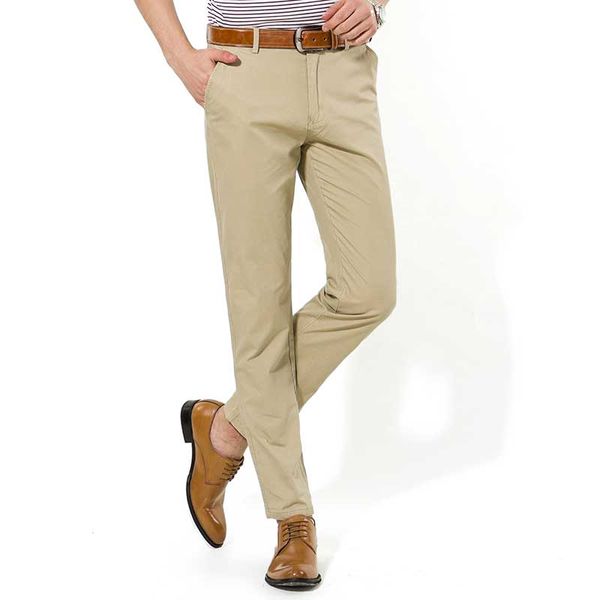 

100% cotton men's casual pants thin straight summmer lightweight chino trousers blue light khaki black size 29-40