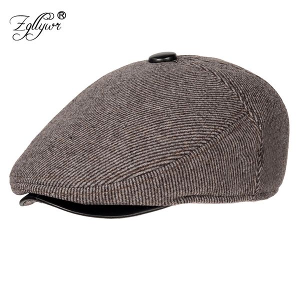 

zgllywr berets cap for men winter vintage wool fleece stripes flat newsboy cap for male thick boina driving cabbie flat, Blue;gray