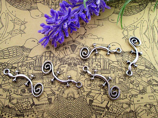 

81pcs new fashi29*11mm antique silver gecko charms pendants, Bronze;silver