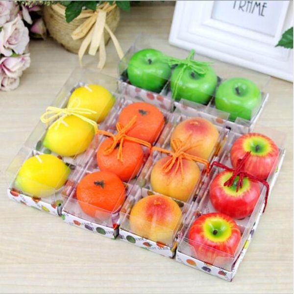 Simulation Fruit Scented Candles Orange Lemon Peaches Apple Shape