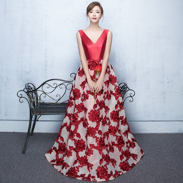 2019 Designed Burgundy Lace Evening Prom Dresses Elegant A Line