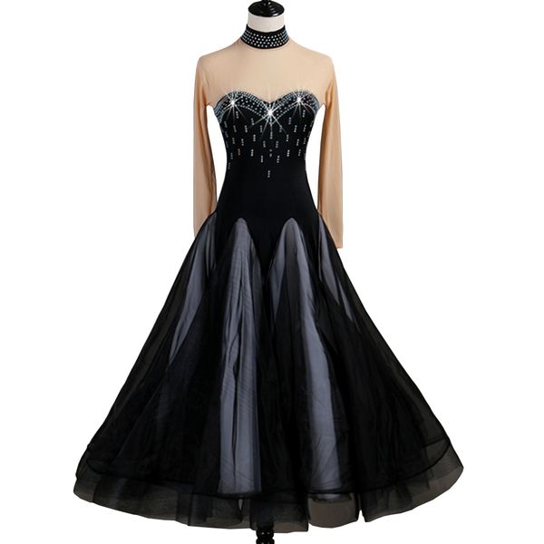 

ballroom waltz dresses competition dress dancing outfits ballroom tango dance costumes customized size d0441 rhinestones big sheer hem, Black;red