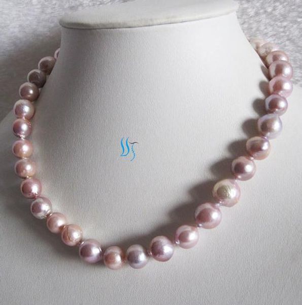 

perfect natural pearl necklace,18inches 10mm lavender round freshwater pearl necklace,new ing, Black