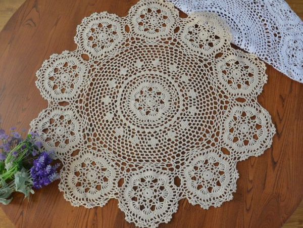 Redondo Coon Hot Coon Place Mesa Matre Lace Pad Pano Crocheted Felt Placemat Doily Copo Caneca Suporte Handmade Coaster Kitchen Acessório