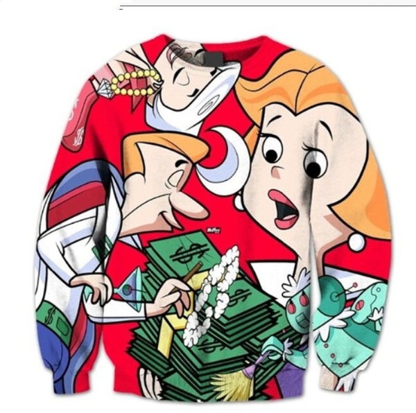

новая мода забавный мультфильм фильм персонаж jetsons 3d печать пот модная одежда женщины мужчины толстовка повседневные пуловеры k265, Black