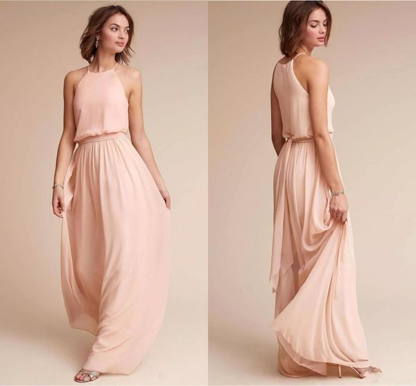 

pink long chiffon bridesmaid dress a line pleated beach maid of honor dresses custom made, White;pink