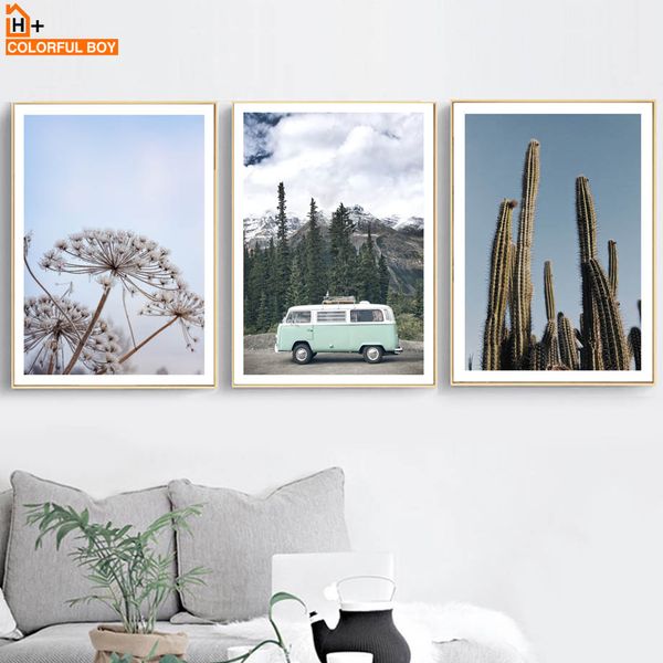 

colorfulboy wall art canvas painting cactus dandelion landscape nordic posters and prints canvas pictures for living room decor