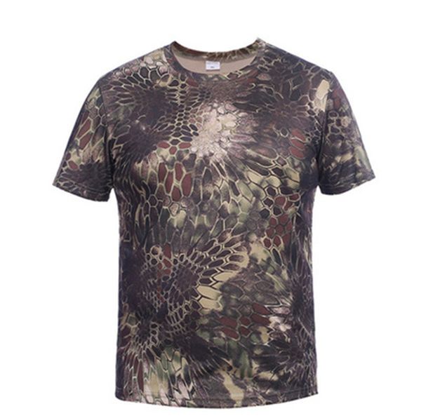 

outdoor hunting camouflage t-shirt men breathable army tactical combat t shirt dry sport camo camp tees, Black;green