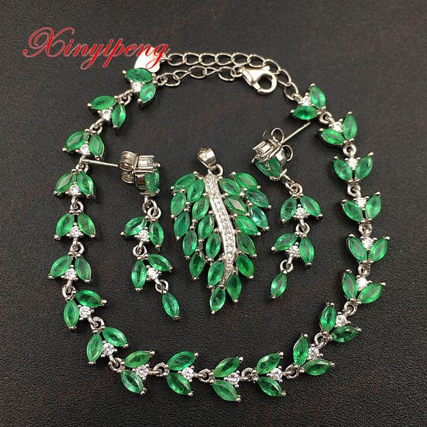 

925 silver with 100% natural emerald suits female fine jewelry, luxurious and beautiful, Black
