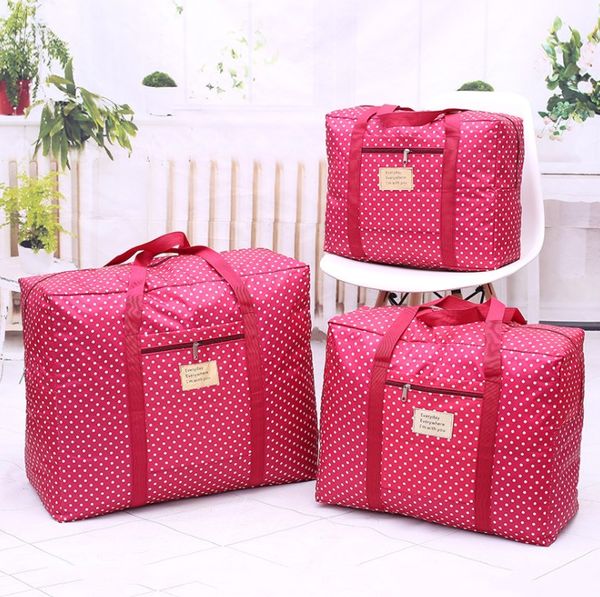 

home quilt bag oxford cloth environmental protection cloth big home storage bag bag organizer travelling bags 58*50*27 and 43*33*17 dot, Blue;pink