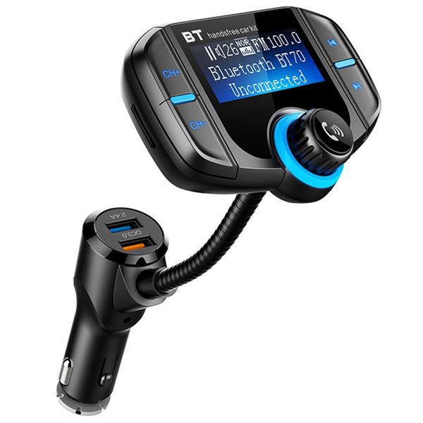 

BT70 QC3.0 and 2.4A Dual USB Ports Car Charger 1.7 inch LCD Display Wireless Hands-free Bluetooth MP3 Player FM Transmitter