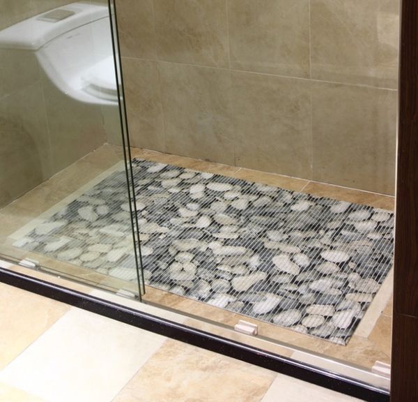 

cobblestone pvc thickened antiskid mat toilet waterproof shower carpet rectangular carpets customized wholesale 130*150cm y003
