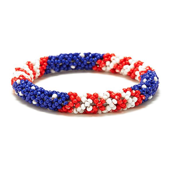 

nepal handmade bead bracelet hippy friendship popular roll crochet woven seed beads usa flag stripes pattern bracelets for women, Black