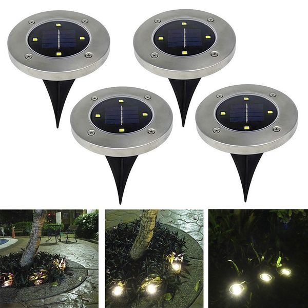 

4 led outdoor disk lights solar disk lights solar powered outdoor portable lanterns hiking camping garden stair lights