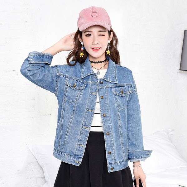 

real sbf wind cowboy jacket female loose long sleeve jacket denim wild coat, Black;brown