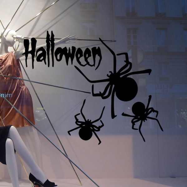 

new arrival spider wall stickers decals creative funny window glass halloween decor wallpaper poster removable art