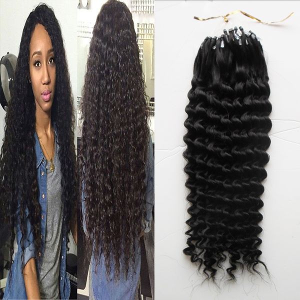 Brazilian Virgin Hair Micro Loop Human Hair Extensions 100g Kinky