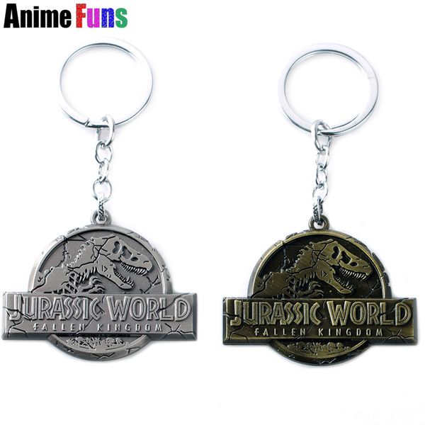 

game dinosaur logo keychain fallen kingdom letter keyring charm cosplay gift for fan souvenir accessories dropship, Silver