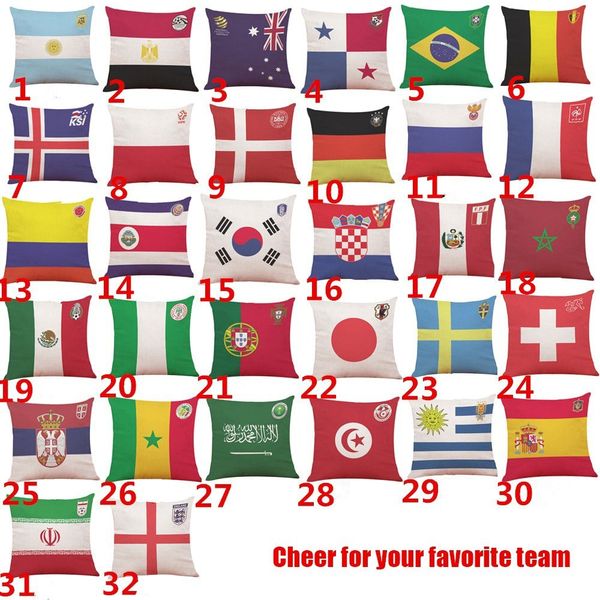 Linen Throw Pillow Case 45 45cm World Soccer Cup Pillowcases Sofa