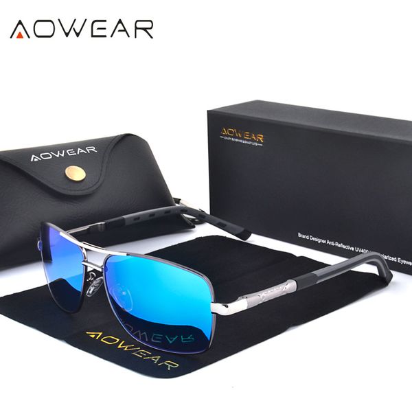 

aowear men's polarized sunglasses for men women luxury coating mirror sun glasses 2018 fashion square glasses male oculos, White;black