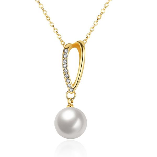 

gold pearl pendant fashion rolo elegant lady pearl long pendant necklaces for women necklaces gold clavicle chain gift, Silver