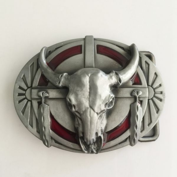 

1 pcs silver bull head totem cowboys belt buckle woman man jeans jewelry accessories fit 4cm wide belt, Slivery;black