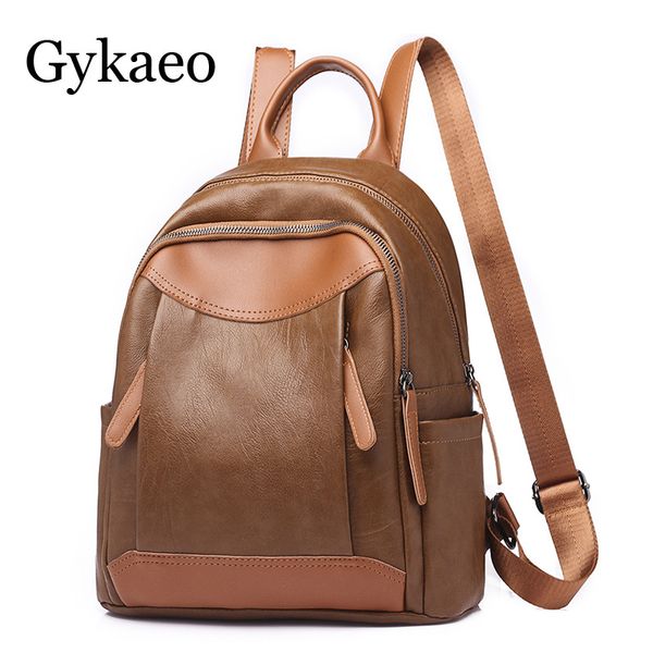 

retro women leather backpack college preppy school bag for student lapteenage girls ladies daily back pack shop trip female