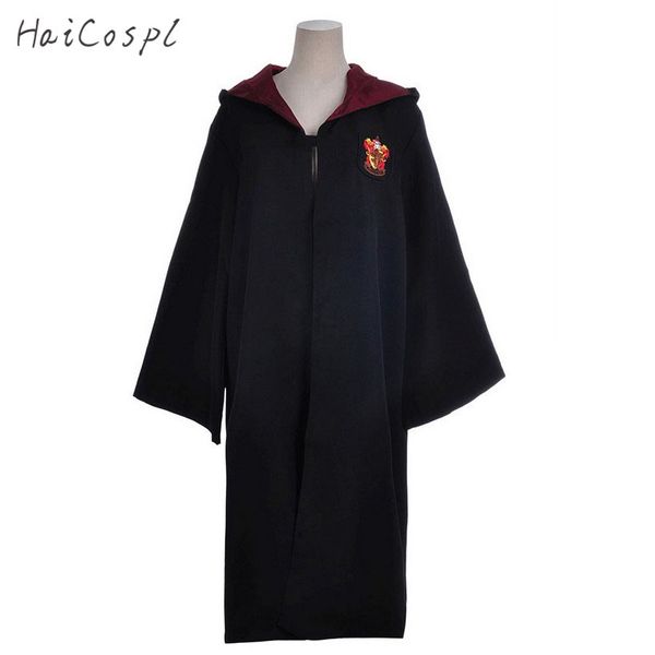 

gryffindor/slytherin/hufflepuff/ravenclaw cosplay costumes adults or kid robe cloak women men party school uniform plus size xxl, Black;red