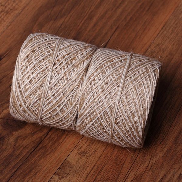 

2018 new arrival 100 g/roll linen blend cotton yarn for handmade bag hat diy cords for art craft material crocheting accessory, Black;white