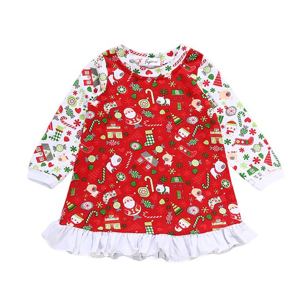 

cute christmas baby girl dress toddler kids baby girls xmas deer candy print clothes princess dress party pageant dresses, Red;yellow