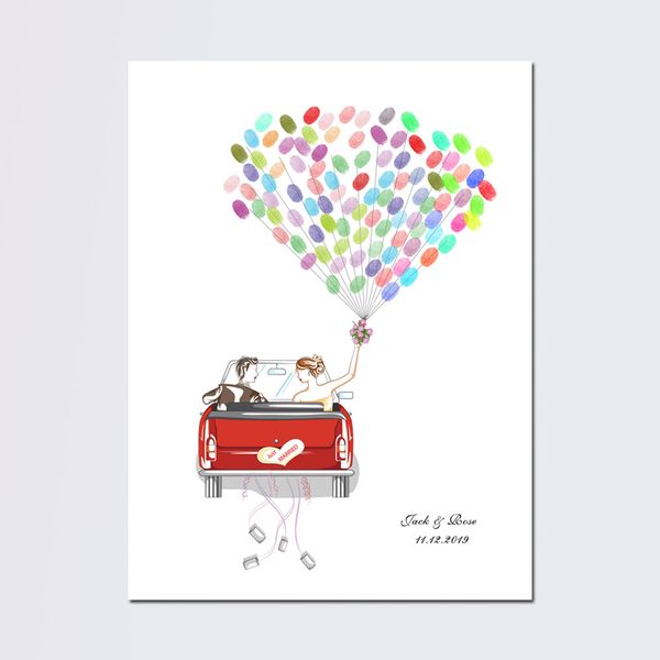 2019 Free Custom Name Date Wedding Guest Book Wedding Car Canvas