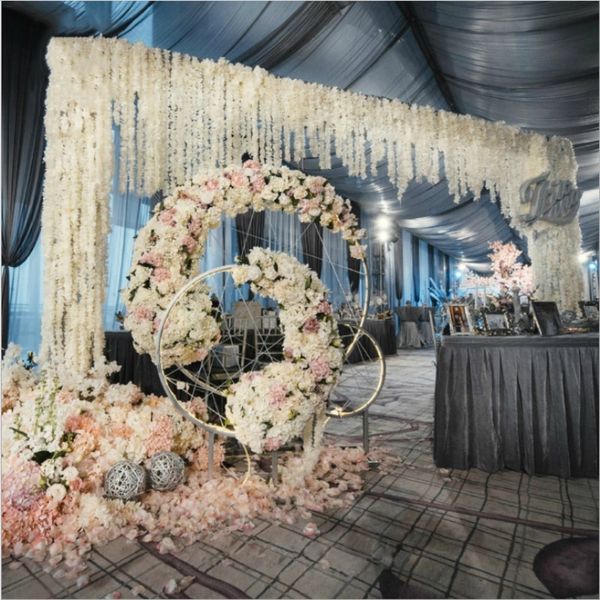 Elegante 100 cm Cada casamento casamento branco fornece orquídeas flor videira moda wisteria festão para decoração de jardim de festa