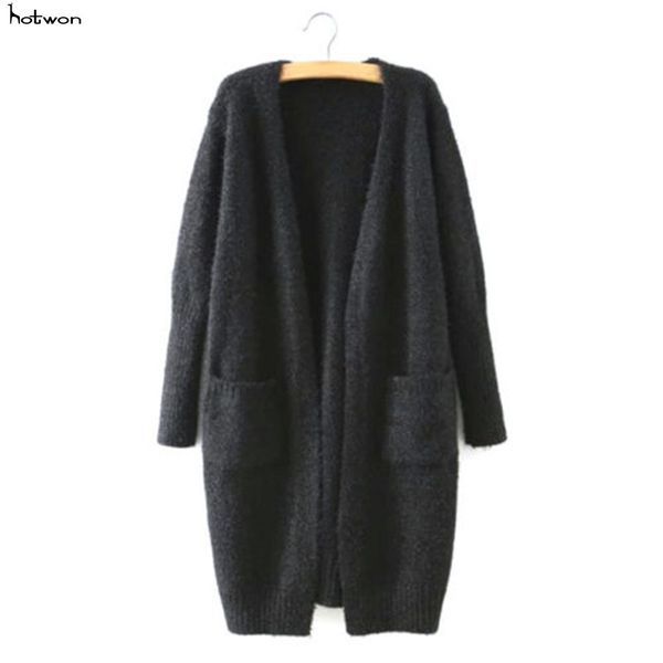

2017 women long sleeve knitted cardigan loose sweater outwear jacket coat sweater top, White;black