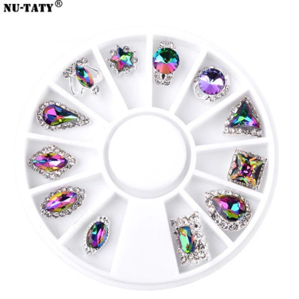 

nu-taty nail manicure turntable jewelry flame drill multicolored shaped ab drill does not fall bottom colorful glass nail, Silver;gold