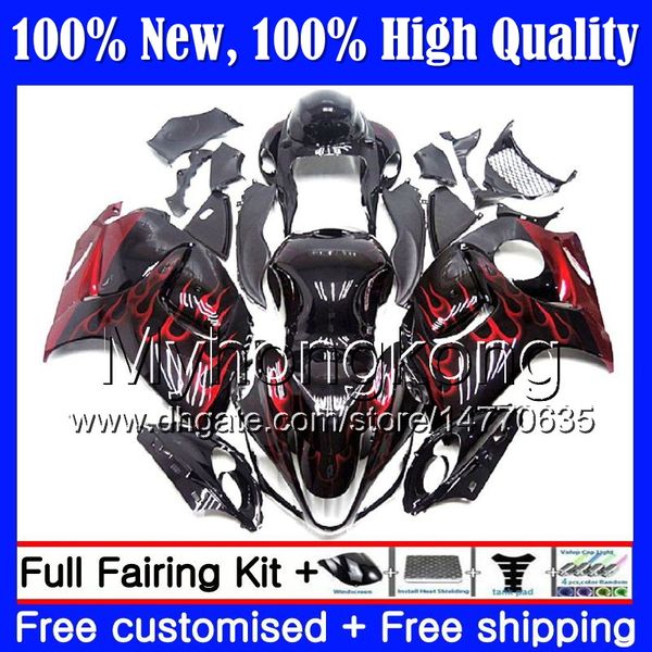 Corpo Vermelho chamas Para SUZUKI Hayabusa GSXR1300 08 09 10 11 19MY56 GSX R1300 2008 2009 2010 2011 GSXR 1300 12 13 14 15 Carenagem Carroceria