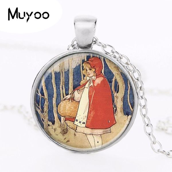 

2017 fashion little red riding hood logo pendant necklace fairytale art handmade vintage necklace women jewelry gift hz1, Silver