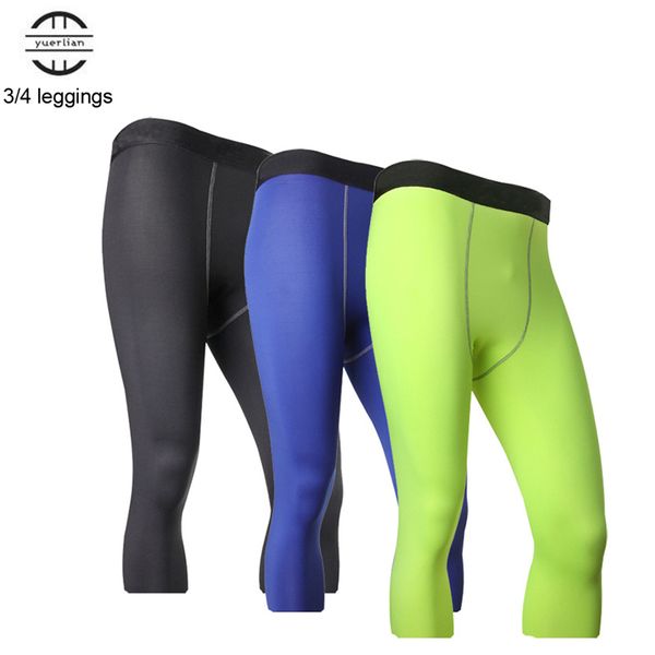 

yel gym men leggings new compression pants sports tights sweat pants for men jogging trousers running fitness leggings, Black;blue