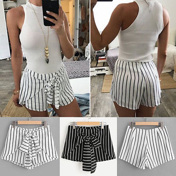 

women pants summer casual shorts high waist short pants fashion, White;black